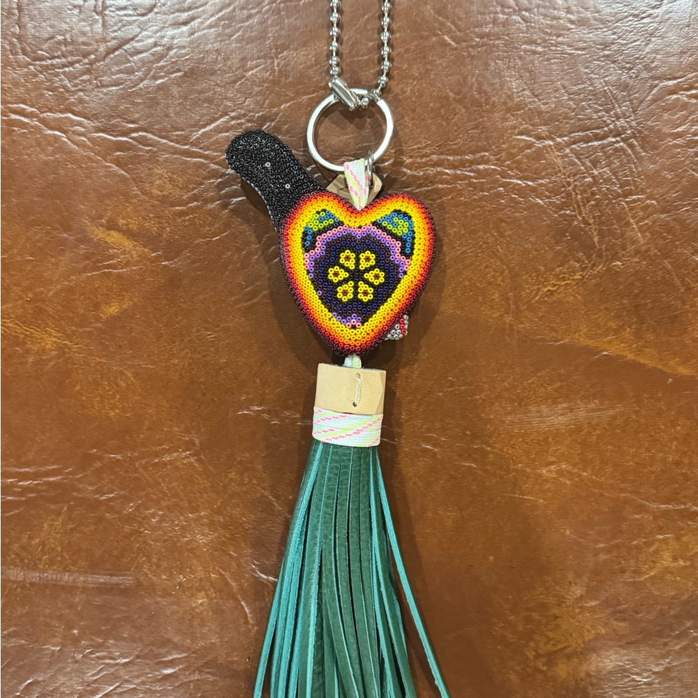 Consuela Forever Charm Colorful Beaded Heart Pendant with Tassel